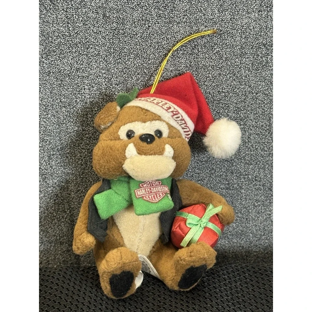 Harley Davidson Motorcycle Plush Bull Dog Christmas Tree‎ Ornament 1999